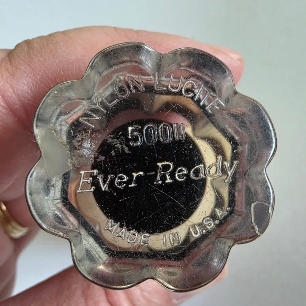 Vintage 50s Ever-Ready 500N Shaving Brush Clear Lucite Black Handle Made in USA